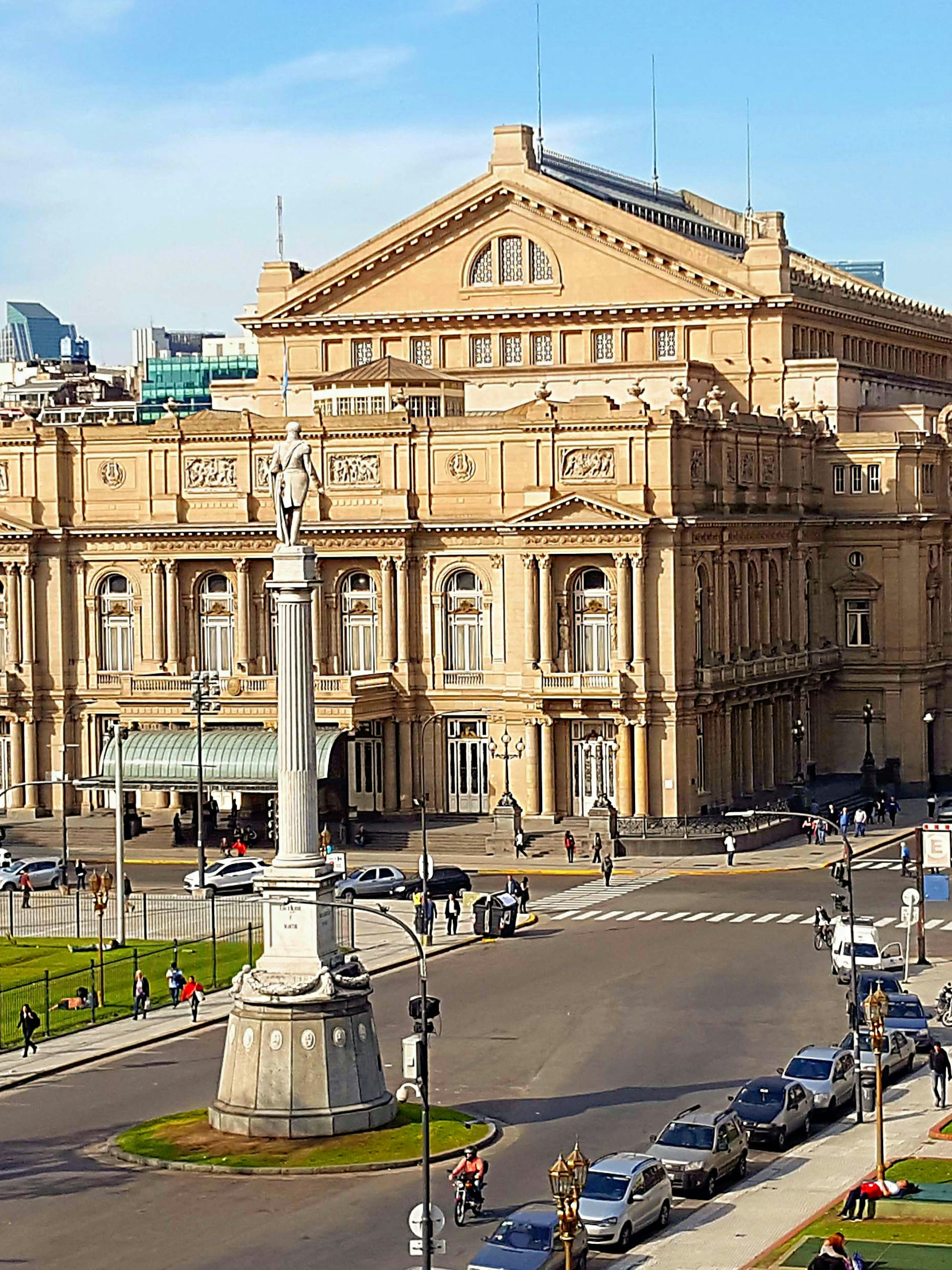 Teatro Colón and Plaza Lavalle viewed from the Palace of Justice, Buenos Aires, Argentina.