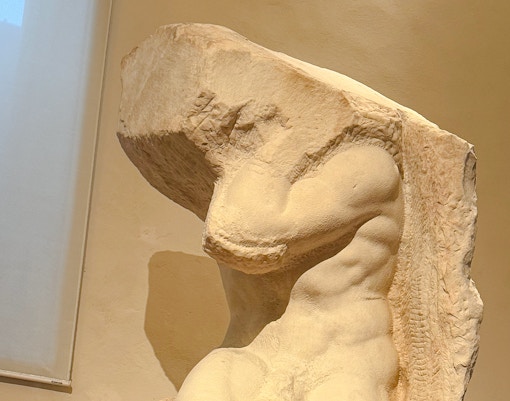 Atlas Slave sculpture in Accademia Gallery, Florence.