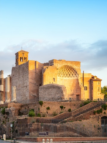 Domus Aurea ruins in Rome with ancient architecture and brickwork.