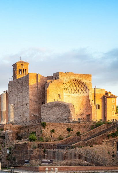 Domus Aurea ruins in Rome with ancient architecture and brickwork.