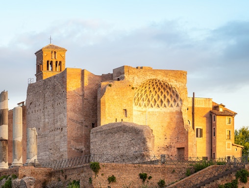 Domus Aurea ruins in Rome with ancient architecture and brickwork.