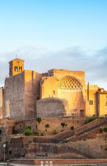 Domus Aurea ruins in Rome with ancient architecture and brickwork.