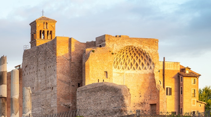 Domus Aurea ruins in Rome with ancient architecture and brickwork.