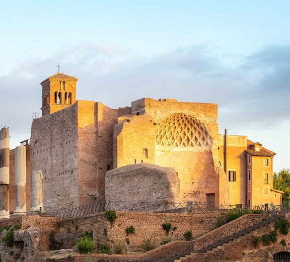Domus Aurea ruins in Rome with ancient architecture and brickwork.
