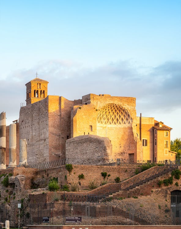 Domus Aurea ruins in Rome with ancient architecture and brickwork.
