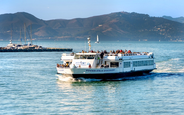 Ferry carrying passengers from San Francisco’s Pier 33 to Alcatraz Island.