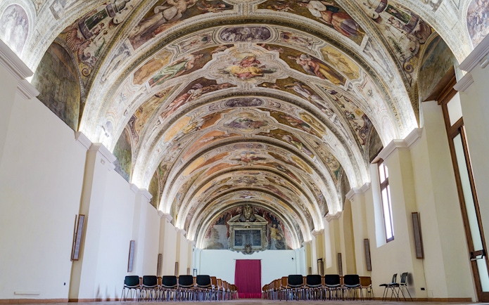 Ceiling frescoes in the monumental complex of San Lorenzo Maggiore, Naples, Italy.