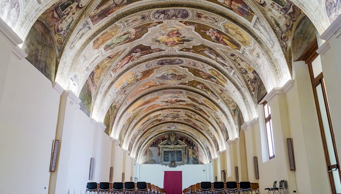 Chapter Hall inside San Lorenzo Maggiore complex Naples, Italy.