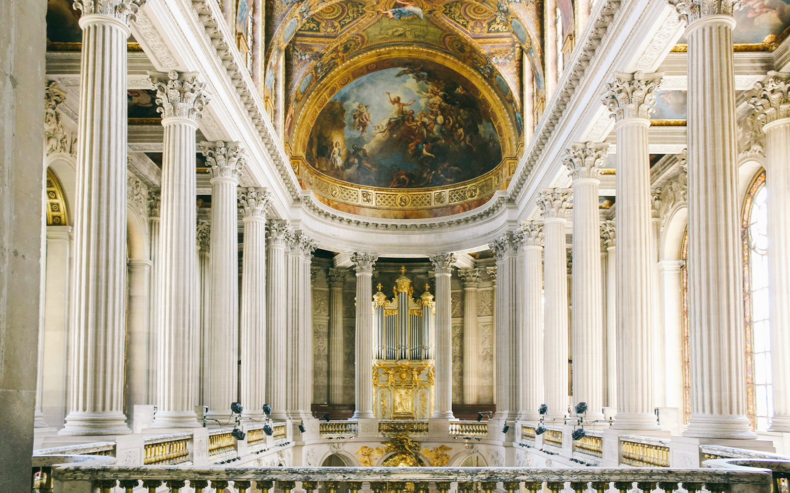 Royal Chapel of Versailles interior with ornate ceiling