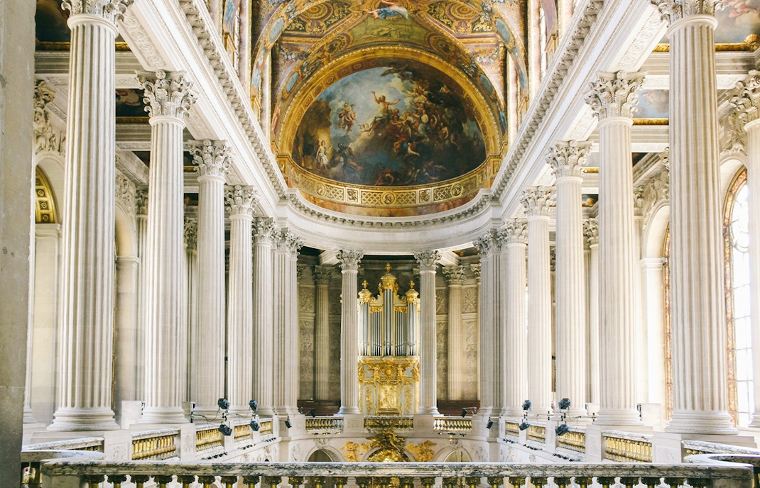 Royal Chapel of Versailles interior with ornate ceiling