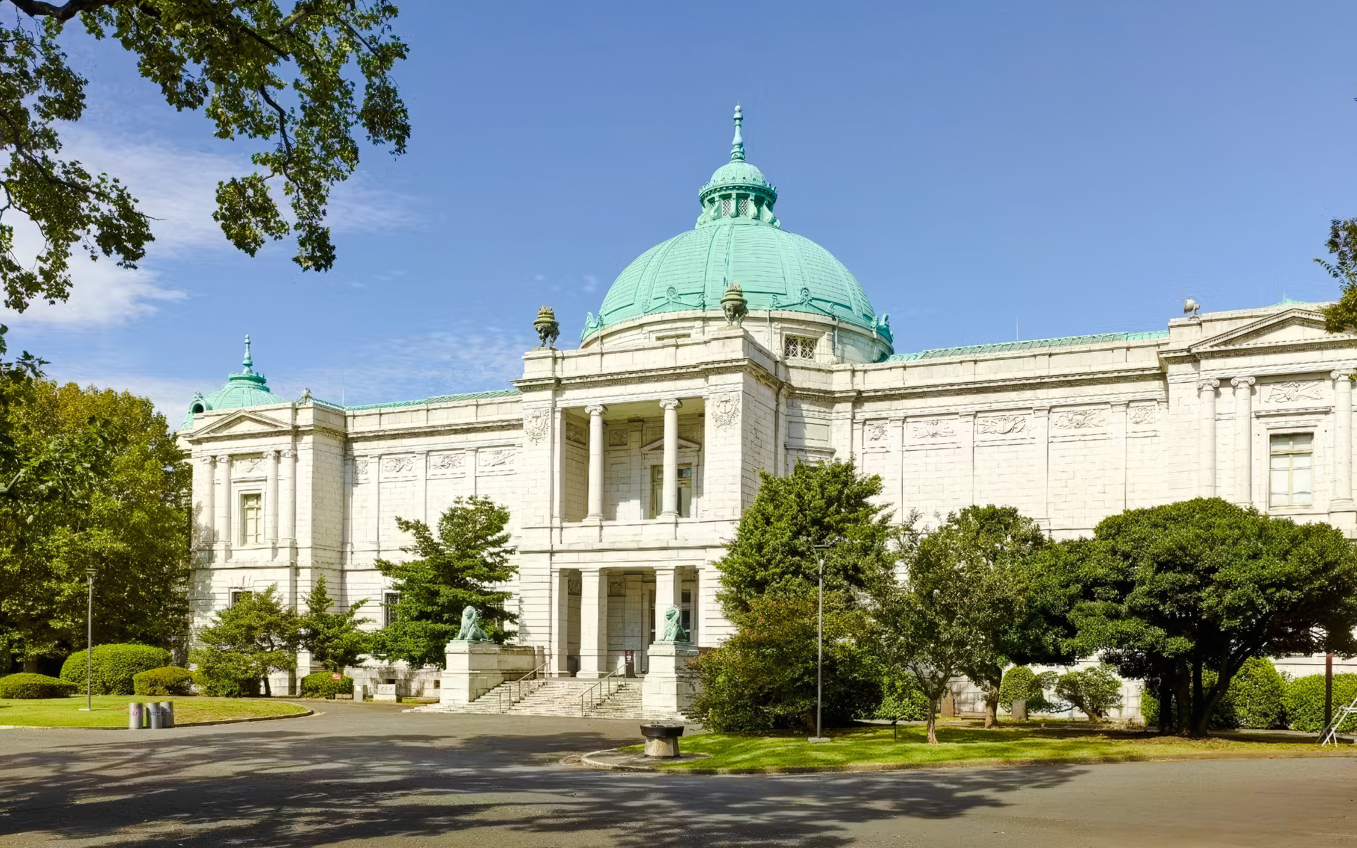 Hyokeikan building with green dome at Tokyo National Museum, Ueno Park, Tokyo, Japan.