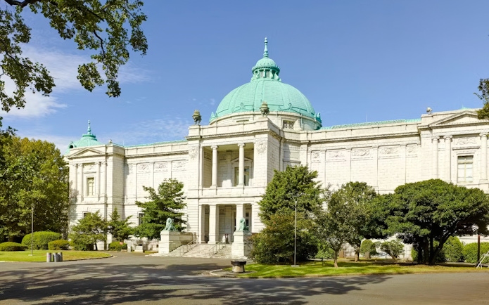Hyokeikan building with green dome at Tokyo National Museum, Ueno Park, Tokyo, Japan.