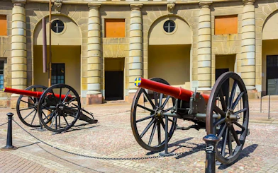 Cannons displayed outside the Royal Palace in Stockholm.