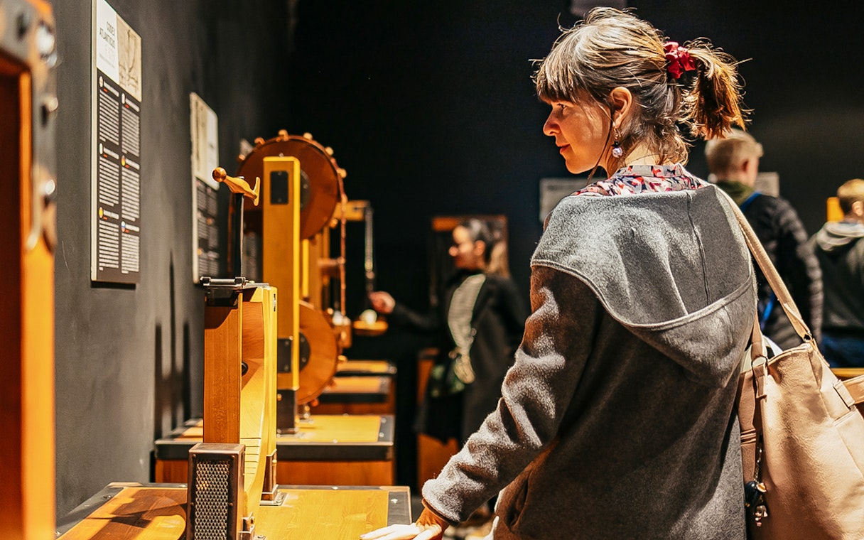 Visitors exploring interactive exhibits at Leonardo Interactive Museum.