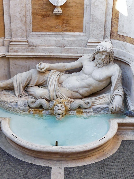 Marforio statue in the courtyard of Capitoline Museum, Rome.