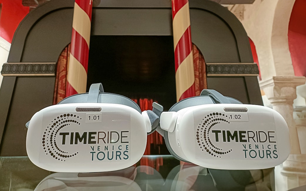VR headsets for TimeRide Venice Tours at San Marco History Gallery.
