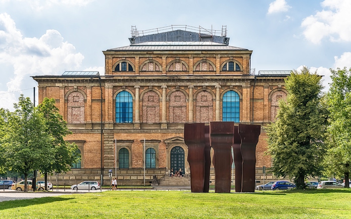 Munich art museum exterior with modern sculpture, included in Munich City Pass.