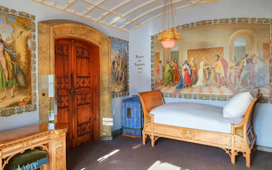 Authari Room with murals and ornate furniture, Neuschwanstein & Hohenschwangau Castle, Bavaria.