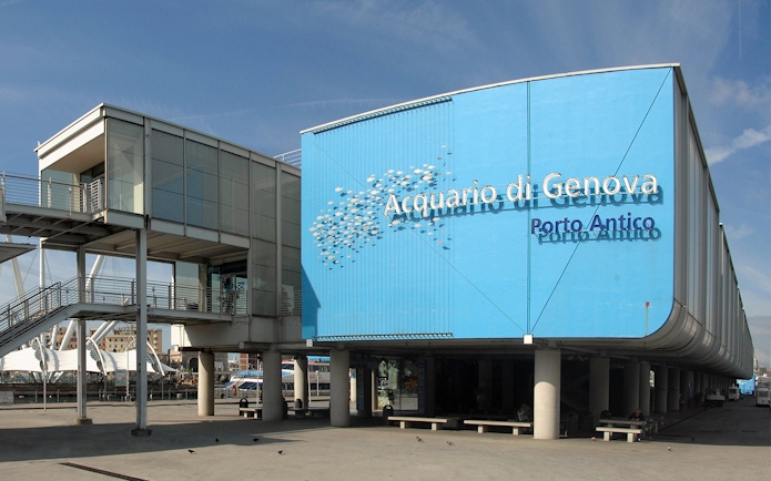 Genoa Aquarium entrance at Porto Antico, Italy.