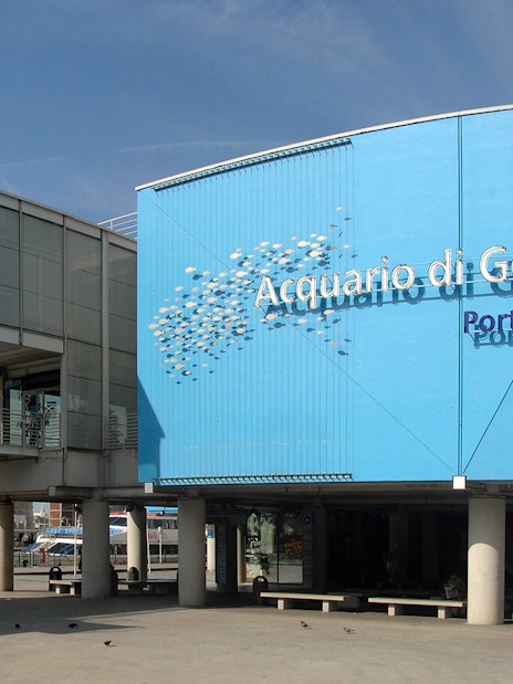 Genoa Aquarium entrance at Porto Antico, Italy.