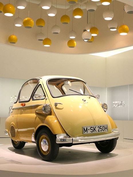 Vintage car display at BMW Museum, Munich, included in Munich City Pass.