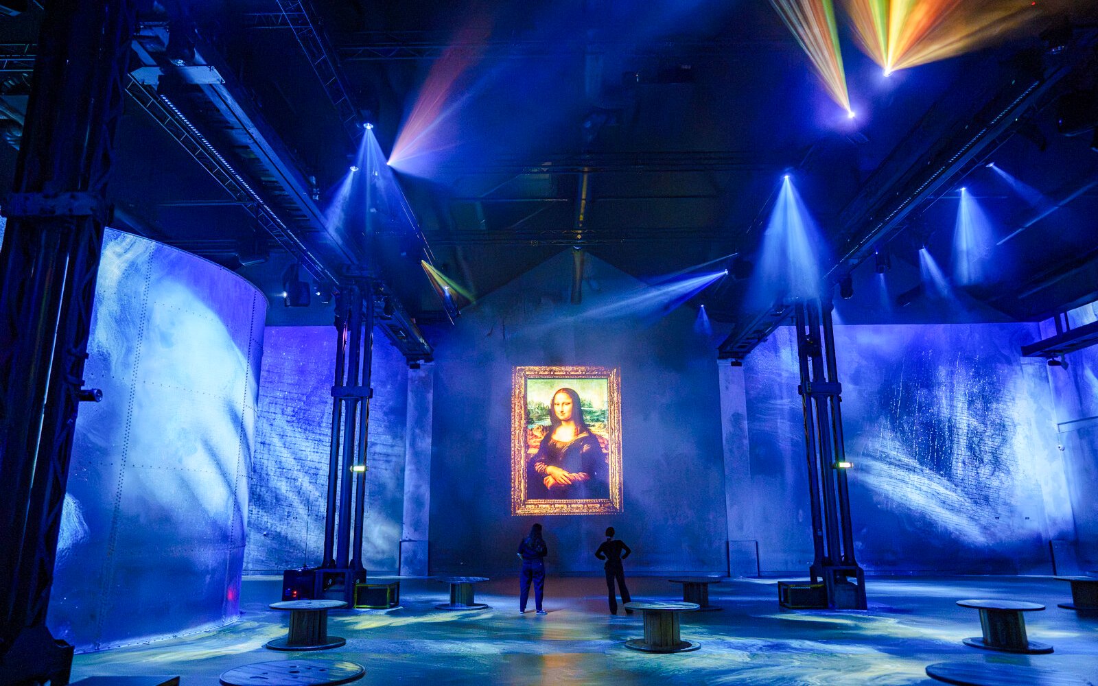 Immersive Mona Lisa display at Atelier des Lumières, Paris, France.