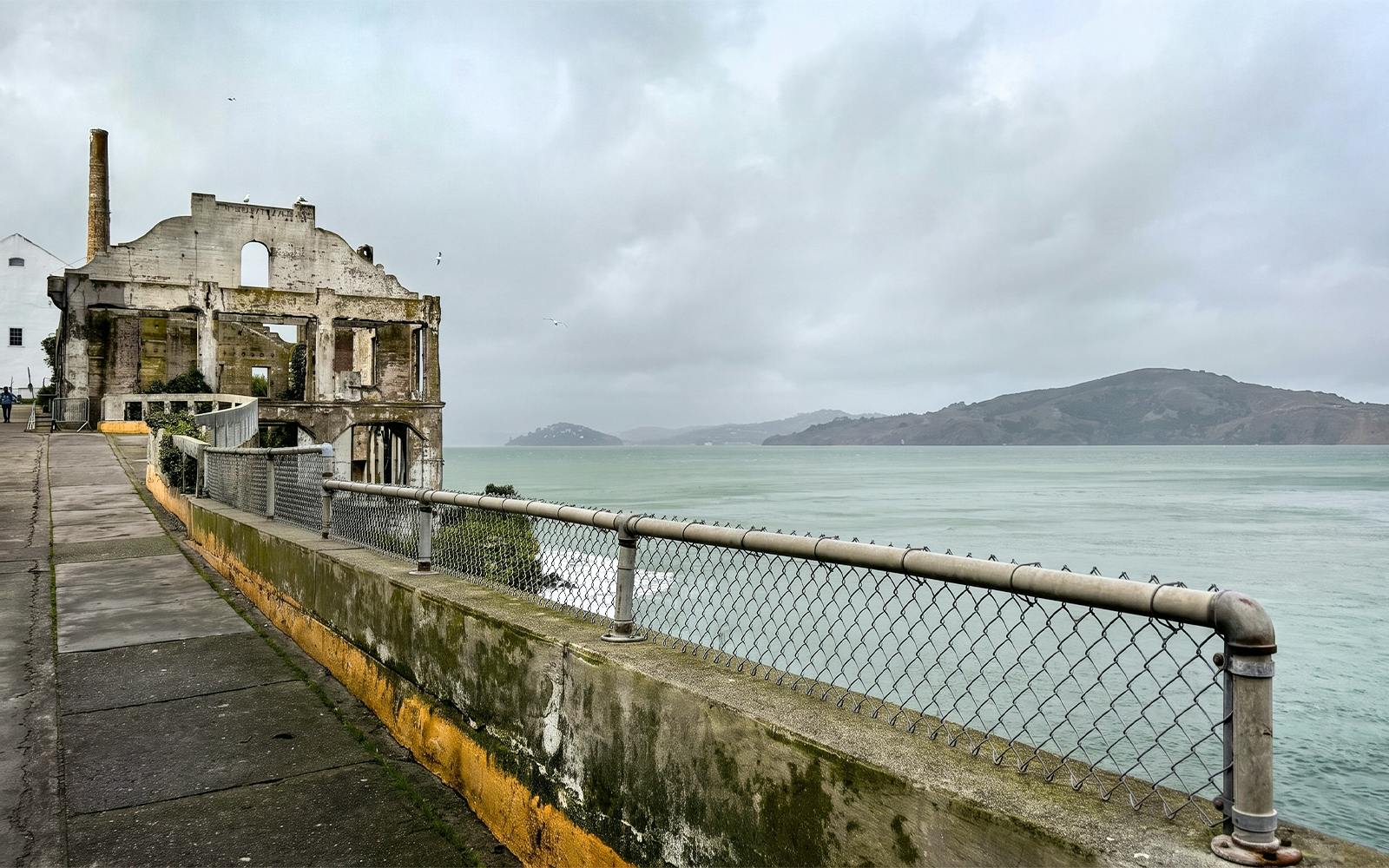 Alcatraz Island ruins with San Francisco Bay view on guided walking tour.