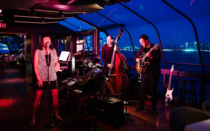 Live jazz band performing on the New York Bateaux Premier Plus Dinner Cruise.