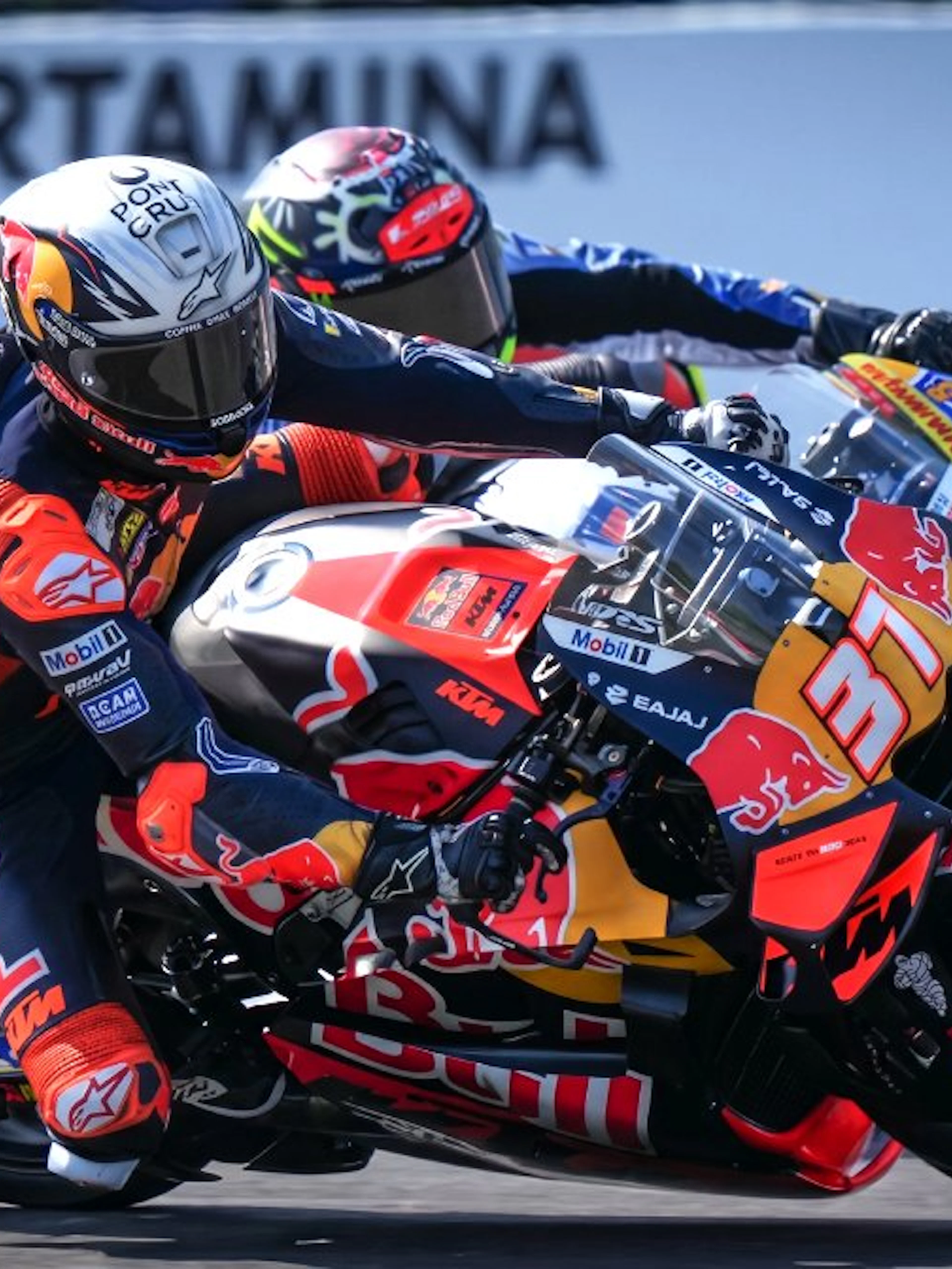 Motorcyclists racing at the MotoGP™ Indonesia Grand Prix.