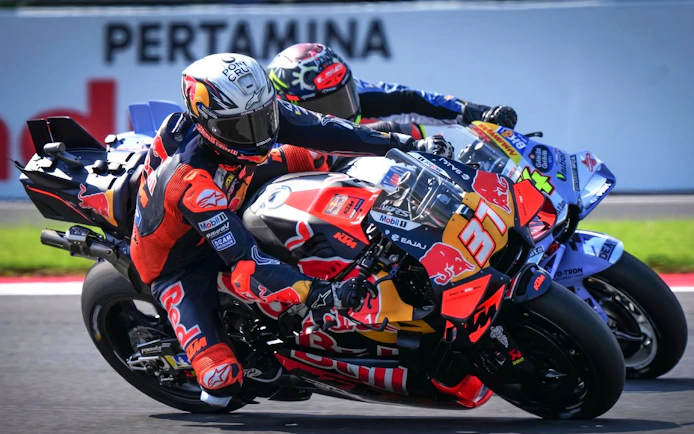 Motorcyclists racing at the MotoGP™ Indonesia Grand Prix.