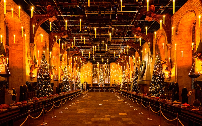 Great Hall decorated for Christmas at Harry Potter Studio Tour, Tokyo.
