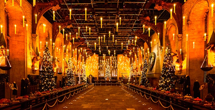 Great Hall decorated for Christmas at Harry Potter Studio Tour, Tokyo.