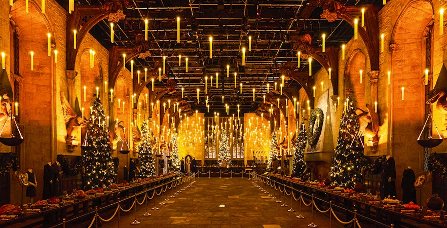 Great Hall decorated for Christmas at Harry Potter Studio Tour, Tokyo.