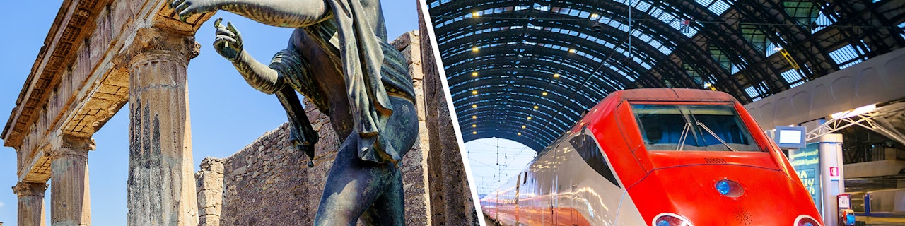 In un'unica combo: Biglietti di Pompei + Biglietti di sola andata Campania Express: Pompei Scavi da/per Sorrento
