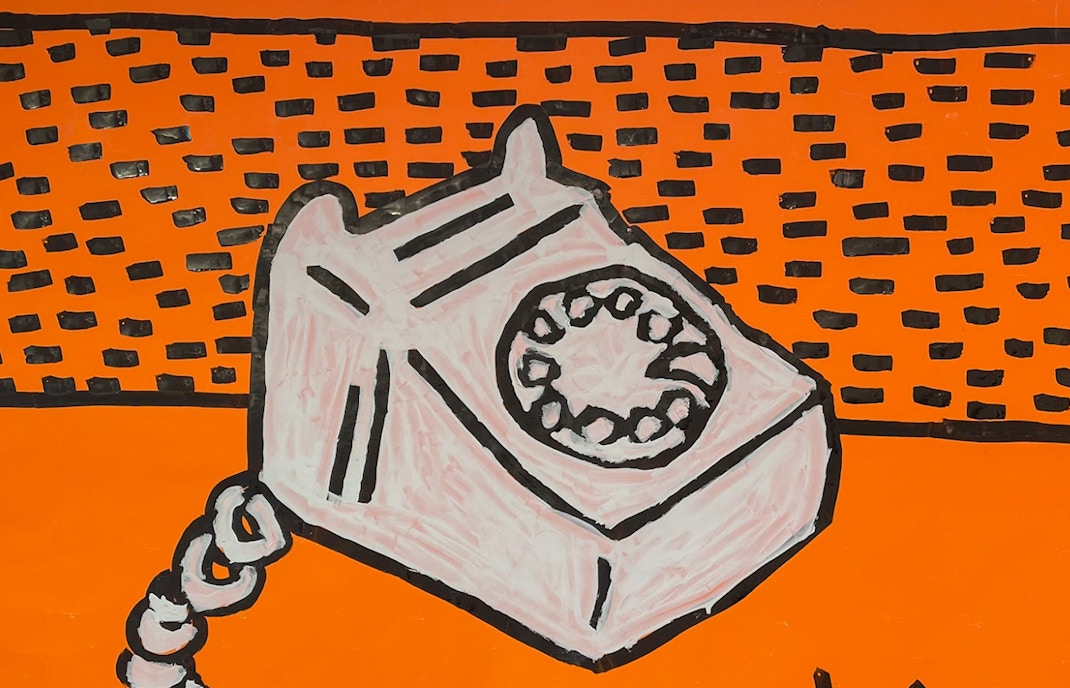 Keith Haring's "Telephone" artwork at Moco Museum, Amsterdam.