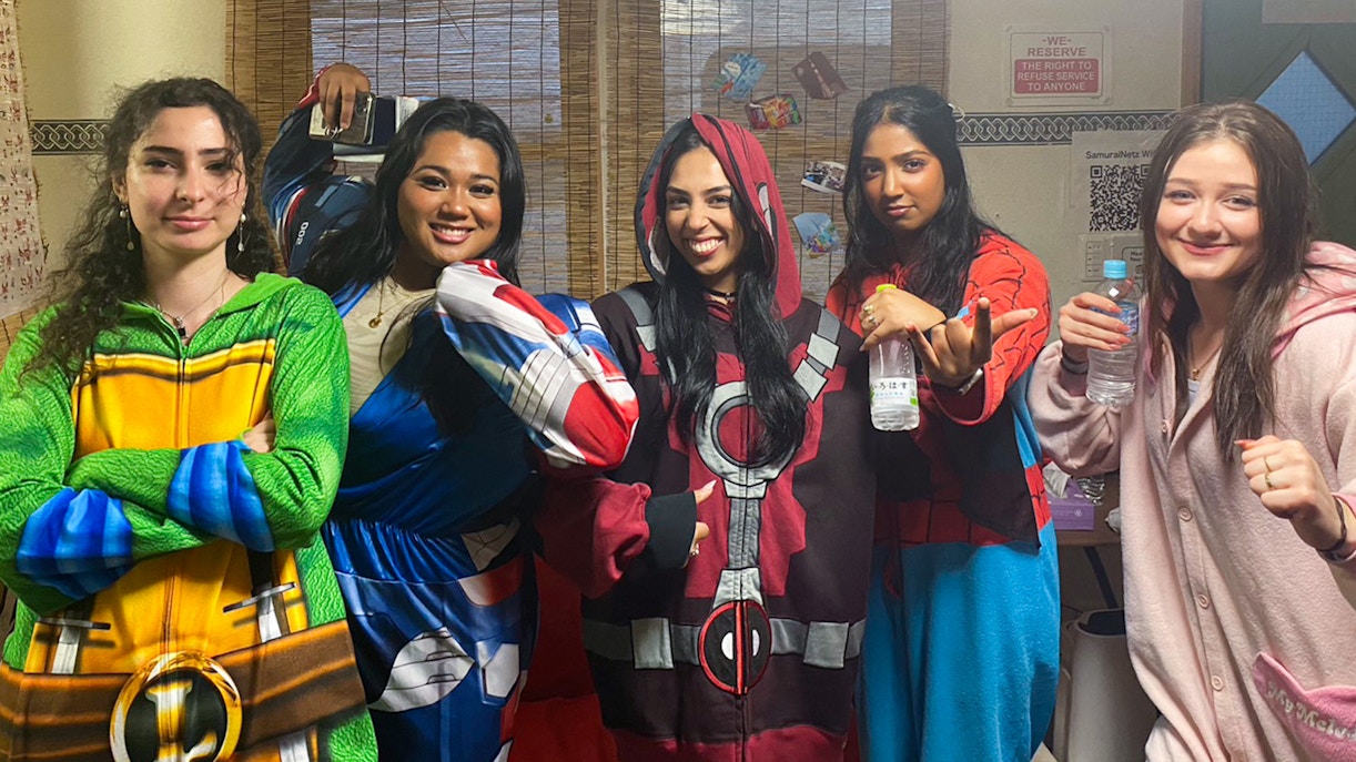 Participants don Superhero costumes during the Street Go-Kart Experience at Asakusa