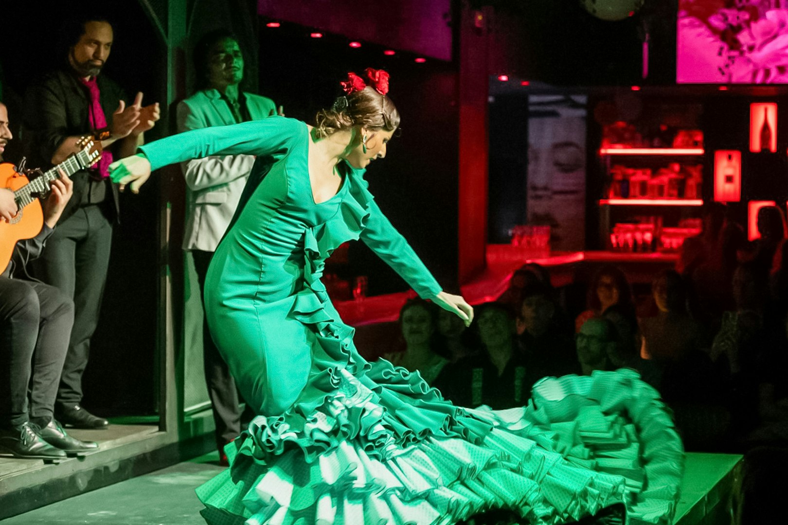 Flamenco dancer performing at El Duende by Tablao Cordobes, Barcelona.