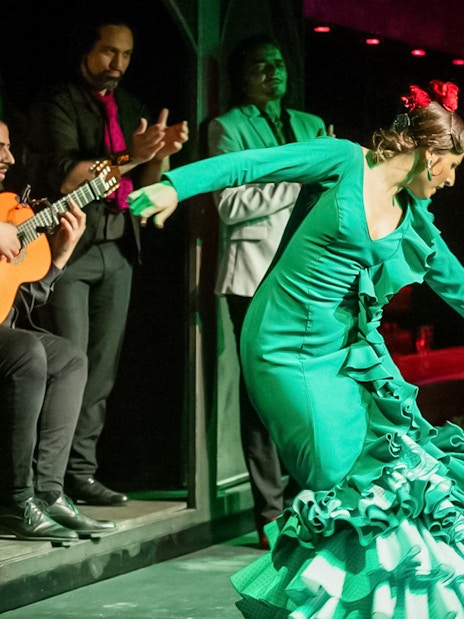 Flamenco dancer performing at El Duende by Tablao Cordobes, Barcelona.
