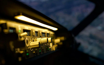 Boeing 737 cockpit controls in flight simulator, Istanbul experience.