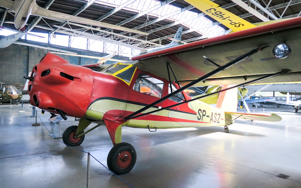 Vintage aircraft display at the Polish Museum of Aviation in Krakow.