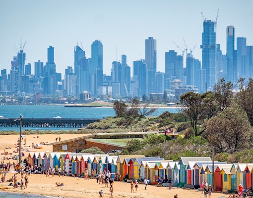 Melbourne skyline from Brighton Beach - Phillip Island