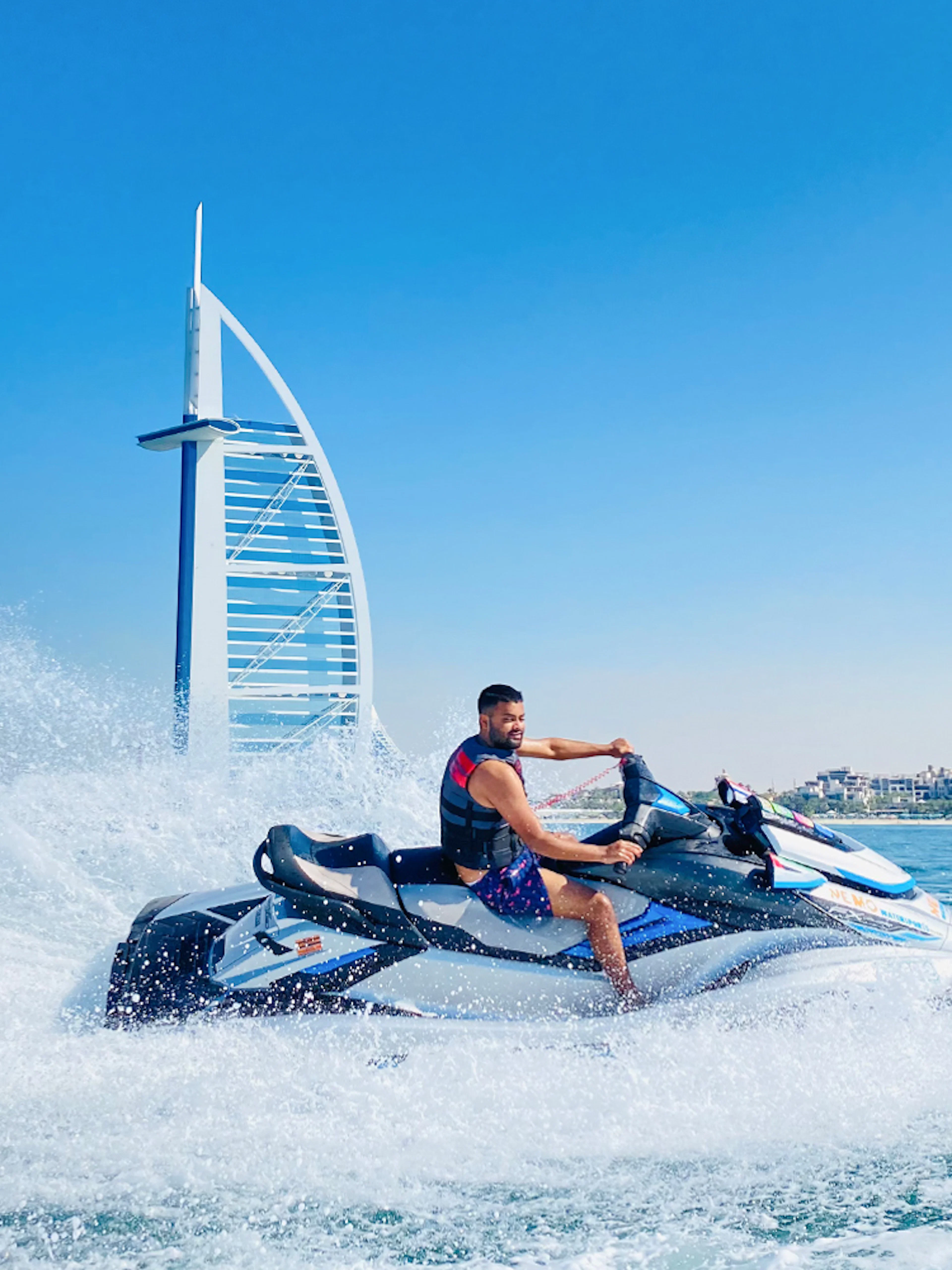 Jet ski rider near Burj Al Arab in Dubai.