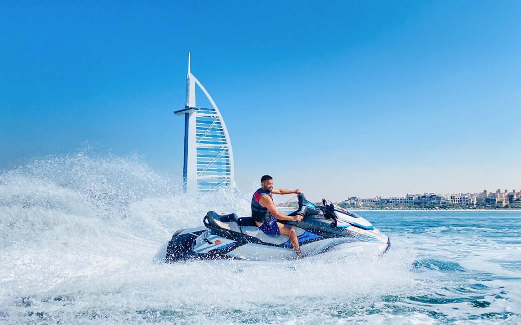 Jet ski rider near Burj Al Arab in Dubai.