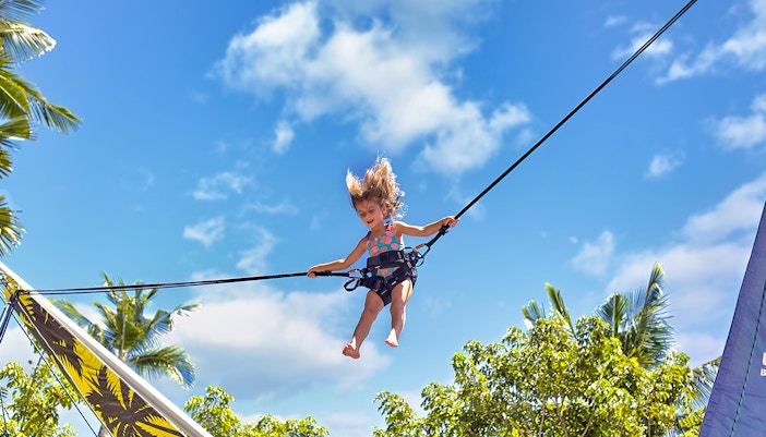 A kid on the Eurobungy at Waterbom Bali