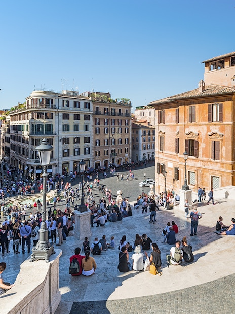 View from the top of the Spanish Steps in Rome, overlooking Piazza di Spagna.