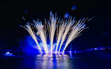 Fireworks display over the sea during the Symphony of the Sea event in Phu Quoc.