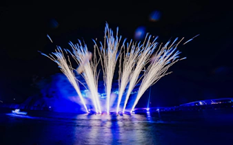 Fireworks display over the sea during the Symphony of the Sea event in Phu Quoc.