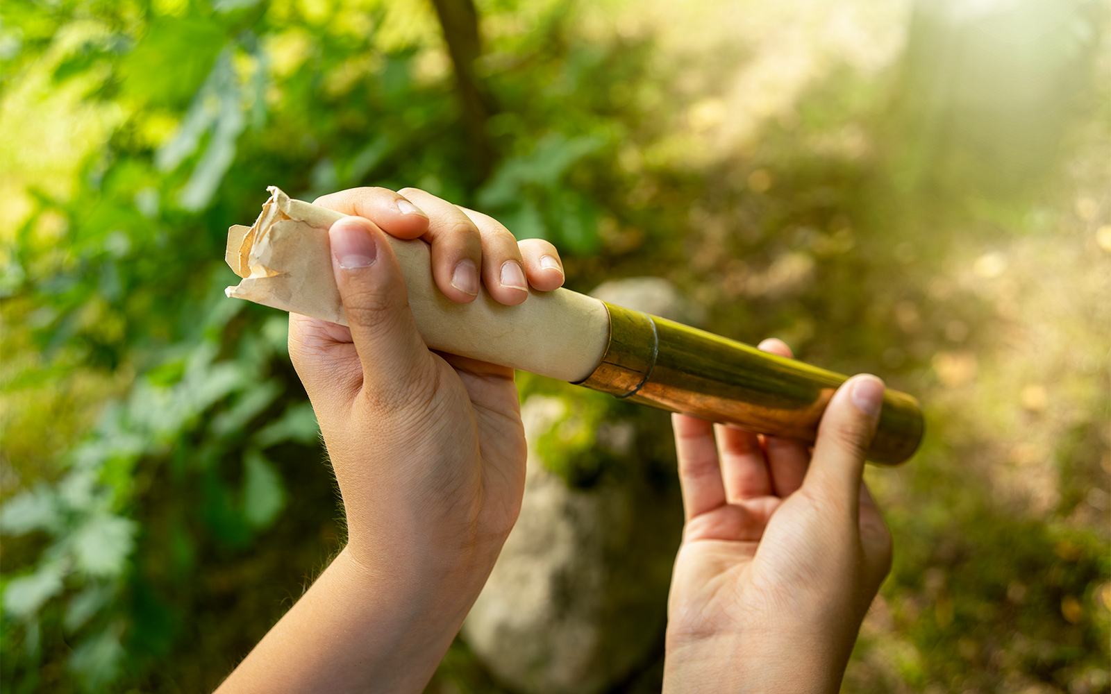 Time capsule being buried in a park, symbolizing a message to the future.