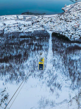 Panoramic view of Tromsø in winter from Fjellheisen cable car station.