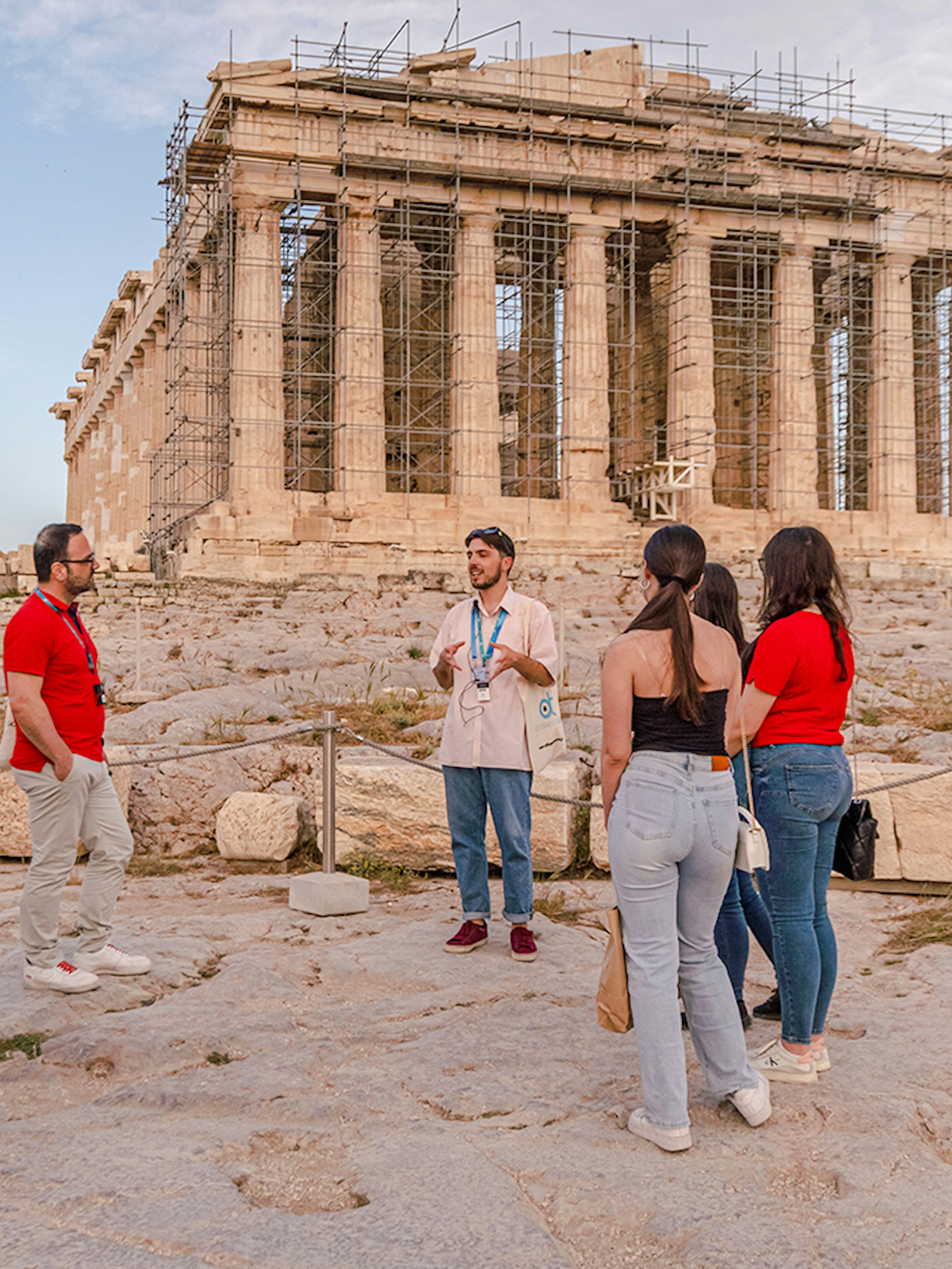 Group listening to guide at Parthenon, Athens.